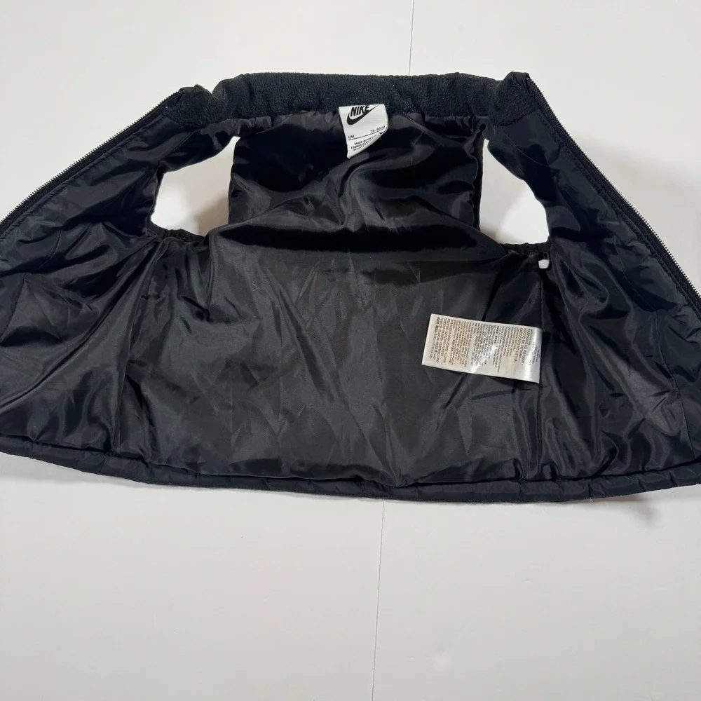 Nike Kids Puffer Vest Black Grey Colorblock Full Zip Fleece Lined 12M L642-023
